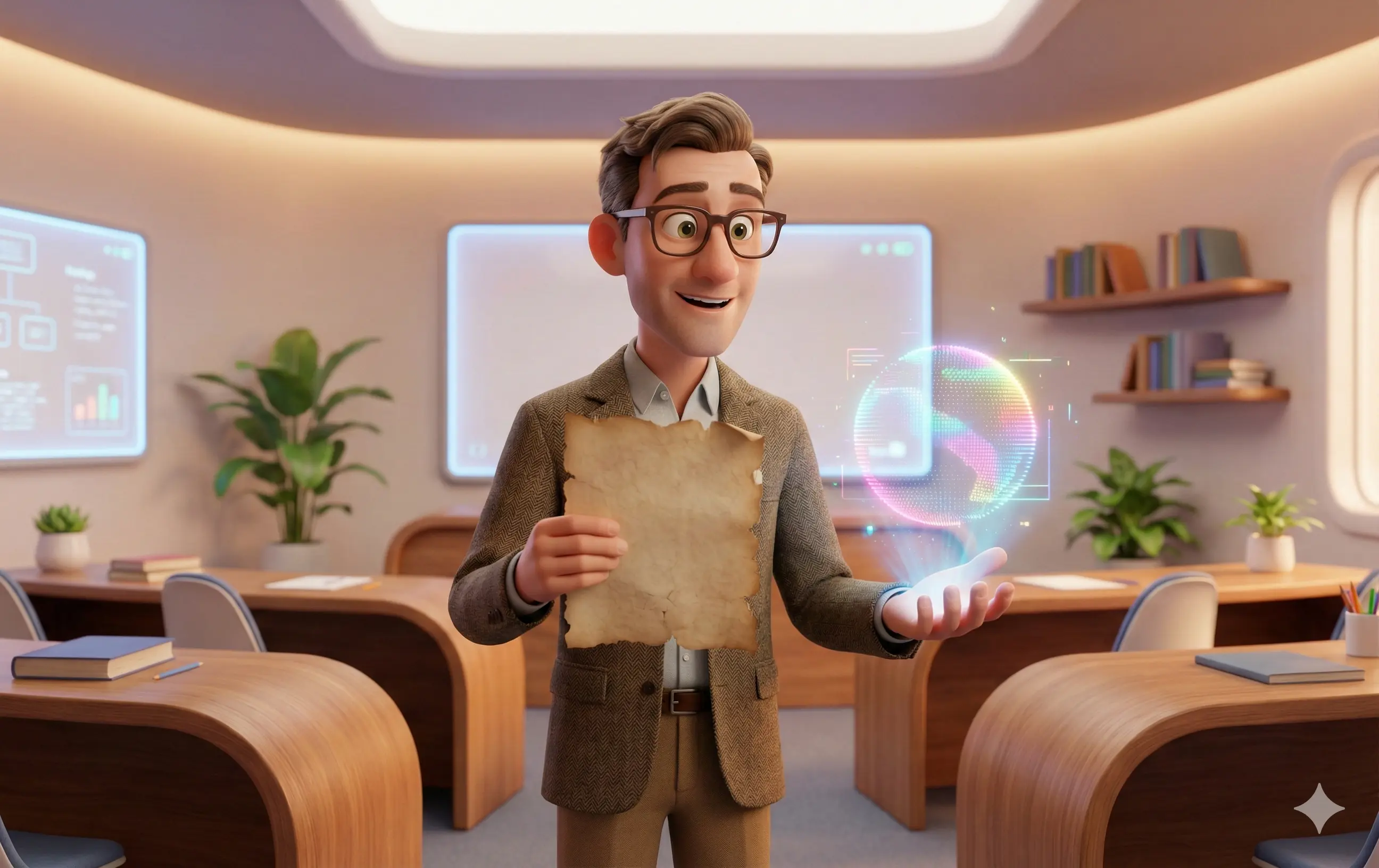 Teacher presenting digital learning concept.